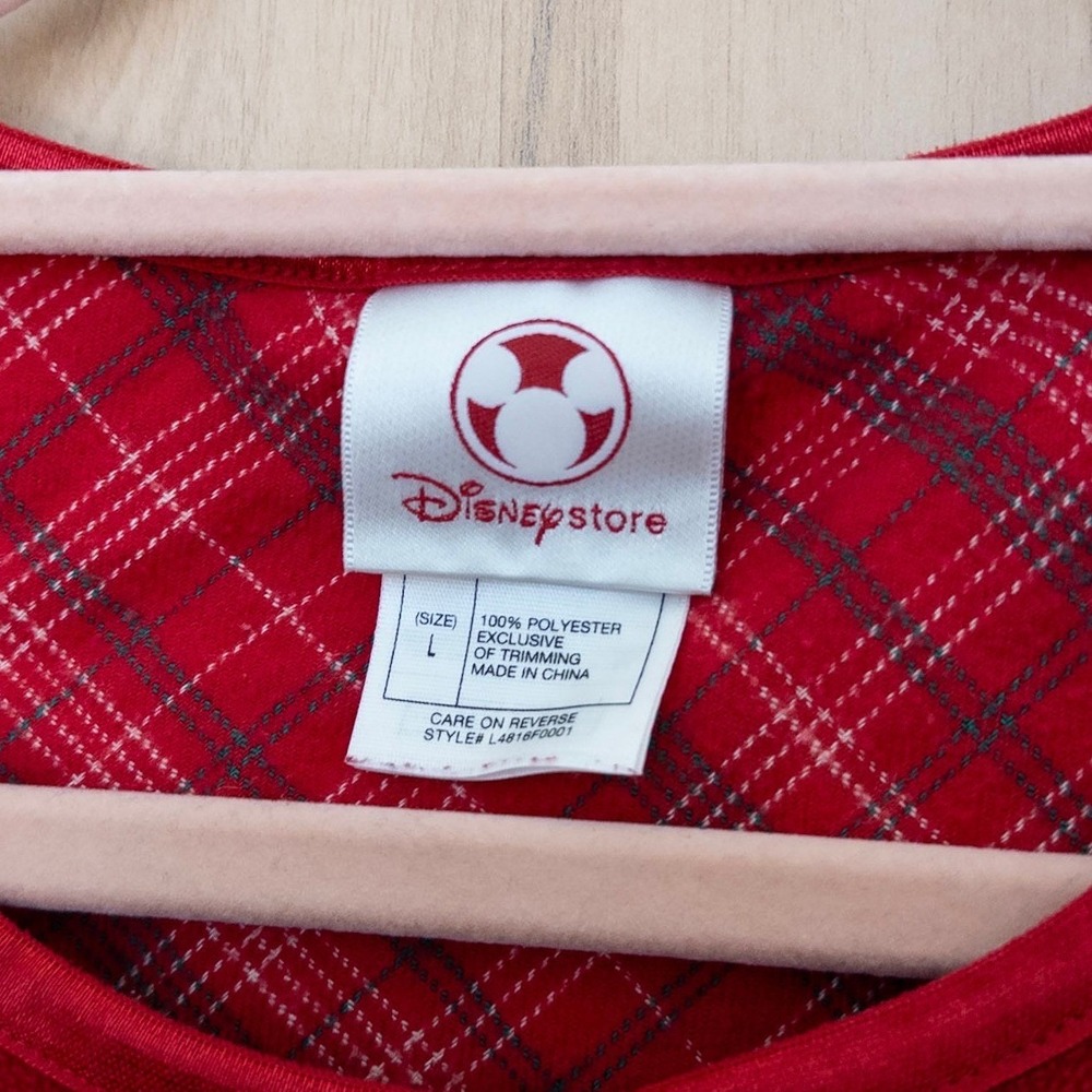Vintage Disney Womens Fleece Nightgown L Red Minnie Mouse Snowflake Holiday Cozy - Picture 5 of 7